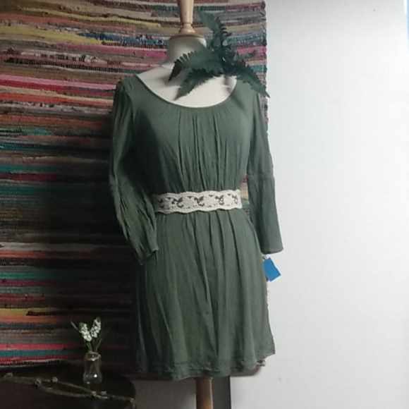 Mini Olive Green Gauze Style Dress Aeropostale - Picture 11 of 14